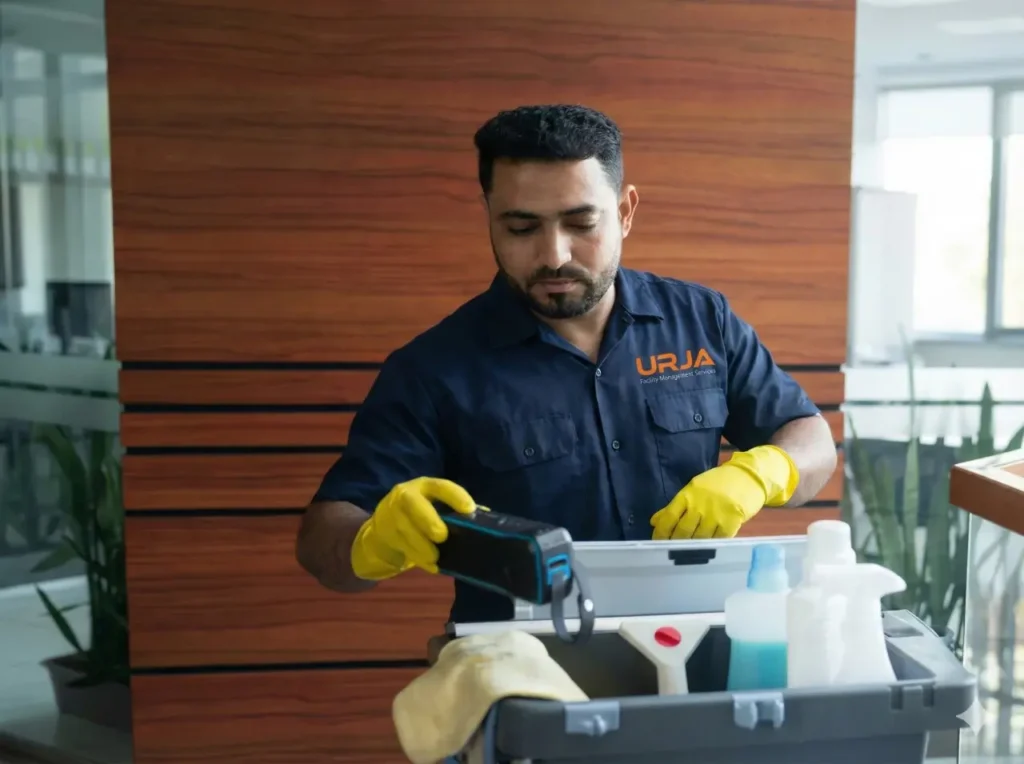 Urja Facility professional cleaning technician