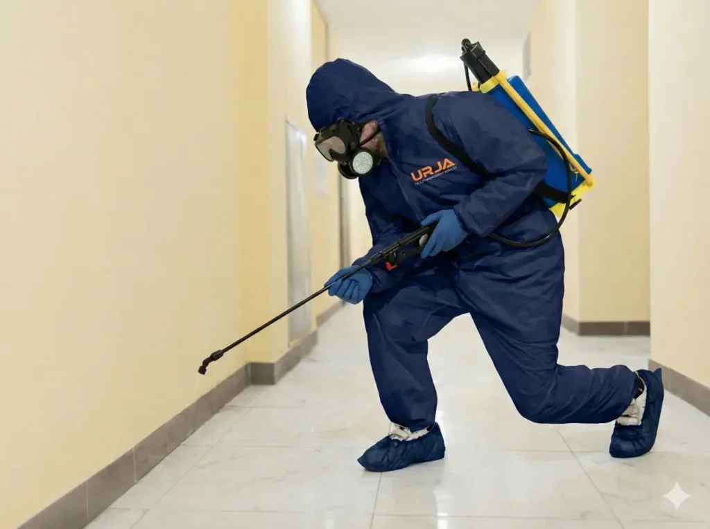 Urja Facility technician performing pest control